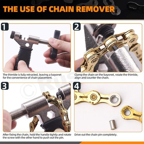 12Pcs Bike Chain Repair Tool Kit, Bike Link Pliers, Bike Chain Breaker Splitter, Bike Chain Wear Indicator, Bike Crank Extractor, Brush, Bicycle Chain Links for 6/7/8/9/10 Speed Bike Repair in Saudi Arabia