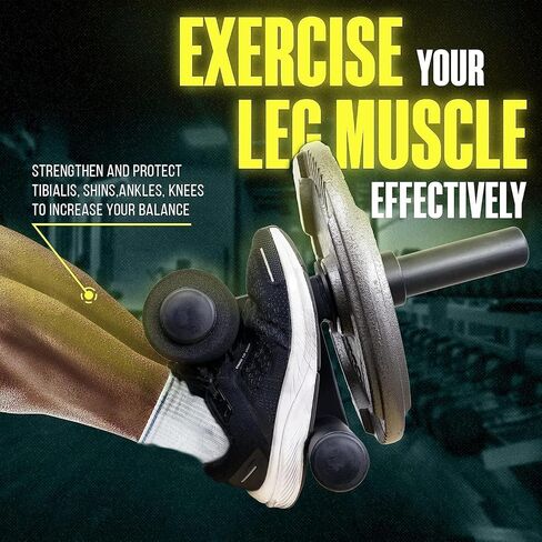 Yes4All Tib Bar - Professional Tibialis Trainer - Get Stronger Calves, Shins And Ankles With Long Bar For More Plates And Ripping Lower Leg Muscles. Fit 2" Weight Plates - All Shoe Sizes For Men/Women in Saudi Arabia