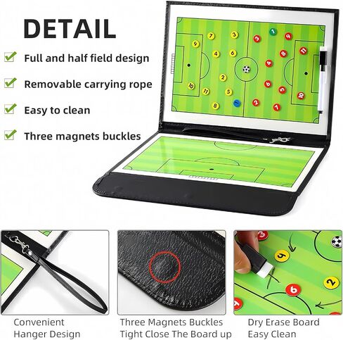 Soccer Coaching Board Soccer Coaches Clipboard Tactical Magnetic Board Kit, Dry Erase Marker, Eraser, Foldable and Portable Soccer Tactics Board, Soccer Coaching Board in Saudi Arabia