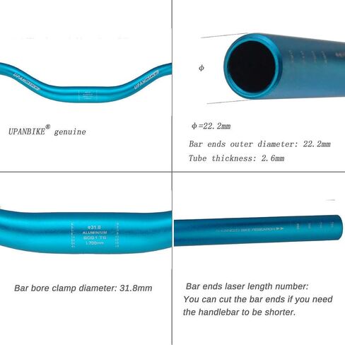 UPANBIKE Cycling 31.8mm Handlebar 700mm MTB Mountain Bike Bicycle Extra Long Handlebar Bike Riser Bar for Road Bike, BMX, Fixie Gear, Cycling in Saudi Arabia