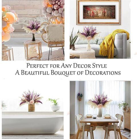 Natural Dried Pampas Grass Bouquet, Boho Home Decor Bouquet, Champagne Pompas Grass Decor, Dried Flower Arrangement for Home Wedding Decoration (M200) in Saudi Arabia