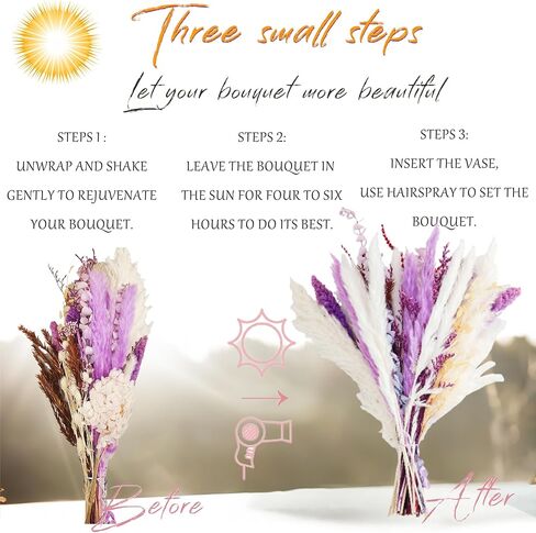 Natural Dried Pampas Grass Bouquet, Boho Home Decor Bouquet, Champagne Pompas Grass Decor, Dried Flower Arrangement for Home Wedding Decoration (M200) in Saudi Arabia