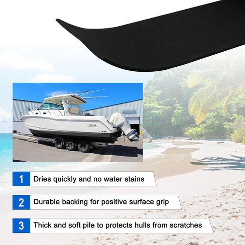 Boat Trailer Bunk Carpet 12 Inch x 13 feet Black Marine Roll Carpet Replacement Parts Accessories Carpet Padding Cover for Jet Ski Trailer Boards Ramps (Black-12in x 13ft) in Kuwait