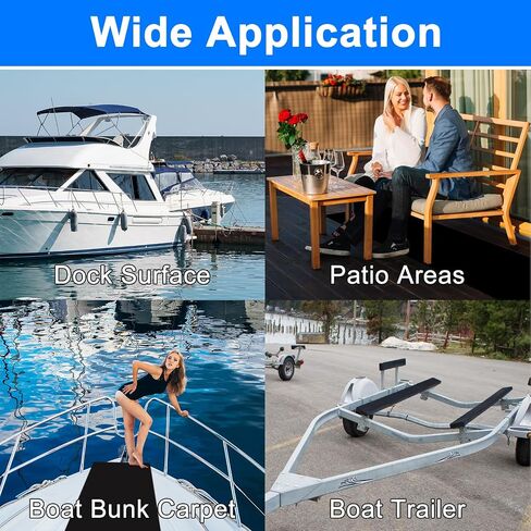 Boat Trailer Bunk Carpet 12 Inch x 13 feet Black Marine Roll Carpet Replacement Parts Accessories Carpet Padding Cover for Jet Ski Trailer Boards Ramps (Black-12in x 13ft) in Kuwait