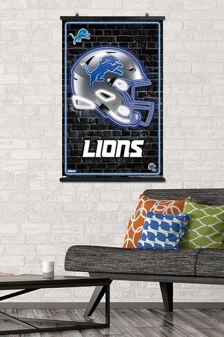 ملصق حائط من Trends International NFL Detroit Lions - خوذة نيون 23، 22.37 بوصة × 34.00 بوصة، حزمة ملصق ومشبك in Saudi Arabia