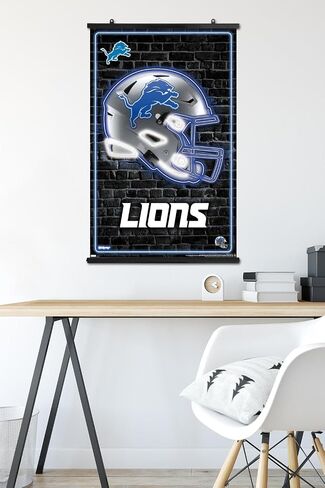 ملصق حائط من Trends International NFL Detroit Lions - خوذة نيون 23، 22.37 بوصة × 34.00 بوصة، حزمة ملصق ومشبك in Saudi Arabia