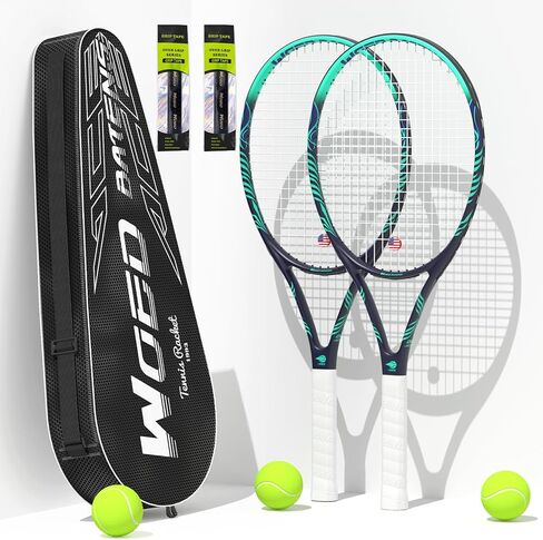 Adult 2 Player Tennis Racket Perfect for Beginner and Professional Players, 27" Speed Tennis Racquet Include Tennis Balls, Overgrips, Tennis Bag, Vibration Dampe, Cover in Kuwait