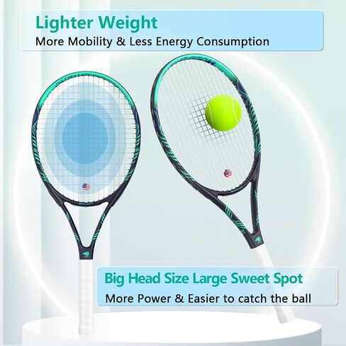 Adult 2 Player Tennis Racket Perfect for Beginner and Professional Players, 27" Speed Tennis Racquet Include Tennis Balls, Overgrips, Tennis Bag, Vibration Dampe, Cover in Kuwait