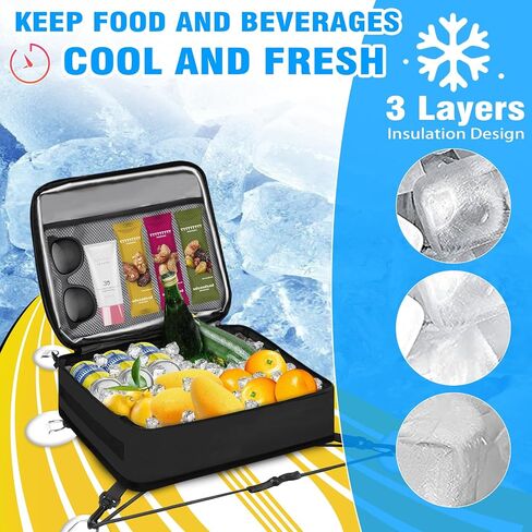 Paddle Board Cooler Bag, Insulated SUP Cooler Deck Bag with Mesh Zipper Pocket & 4 Securing Clip Strap, Waterproof 10 Can SUP Cooler for Paddle Board, SUP, Kayak in Saudi Arabia