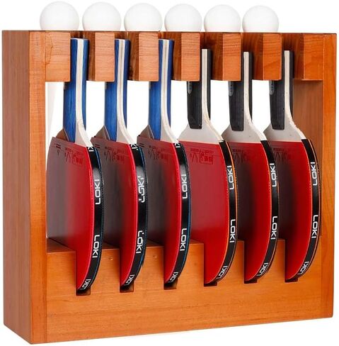 Ping Pong Paddle Storage Rack - Wall Mounted Table Tennis Holder for 6 Rackets and Balls Storage in Room Office in Kuwait