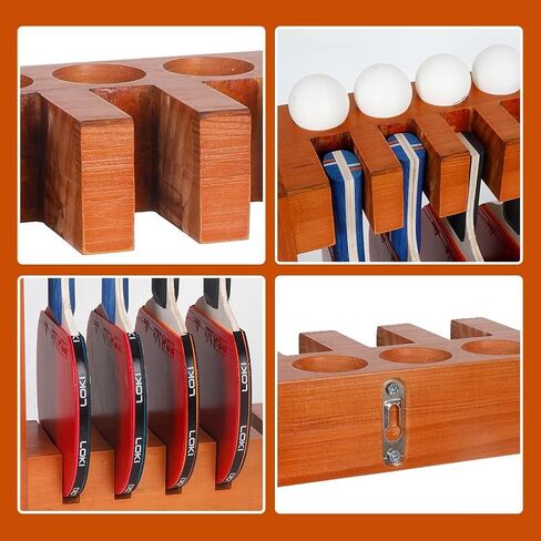 Ping Pong Paddle Storage Rack - Wall Mounted Table Tennis Holder for 6 Rackets and Balls Storage in Room Office in Kuwait