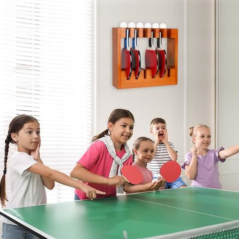 Ping Pong Paddle Storage Rack - Wall Mounted Table Tennis Holder for 6 Rackets and Balls Storage in Room Office in Kuwait