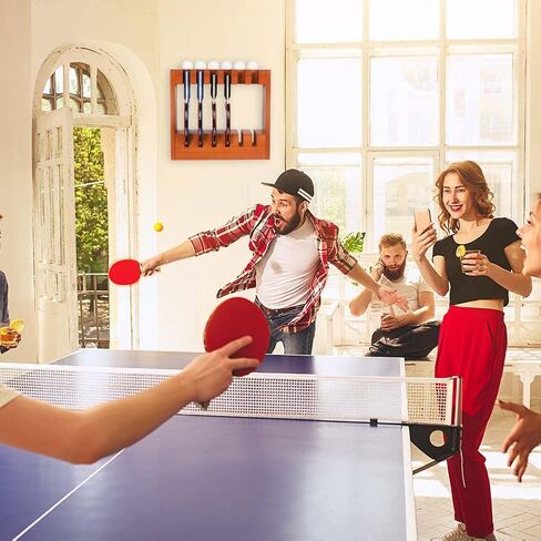 Ping Pong Paddle Storage Rack - Wall Mounted Table Tennis Holder for 6 Rackets and Balls Storage in Room Office in Kuwait