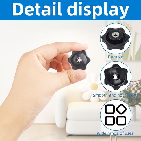 20PCS 1/4"-20 Knob Black, Screw-On Type Star Through Hole Knob，6-Star Shape Hand Tighten Clamping Knobs, Female Thread Nut Clamping Knob Grip Assortment Kit, Screw On Knob for T Track Bolts in Saudi Arabia