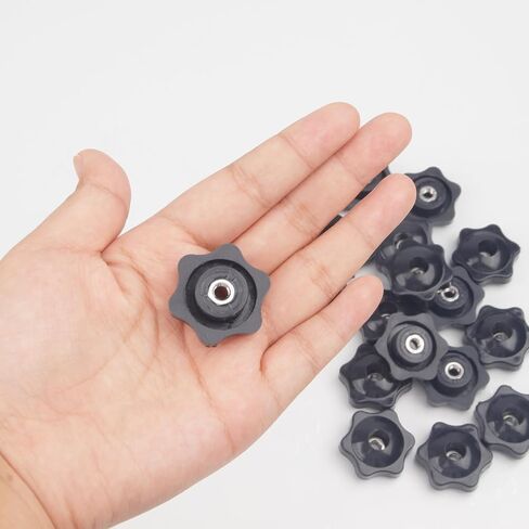 20PCS 1/4"-20 Knob Black, Screw-On Type Star Through Hole Knob，6-Star Shape Hand Tighten Clamping Knobs, Female Thread Nut Clamping Knob Grip Assortment Kit, Screw On Knob for T Track Bolts in Saudi Arabia