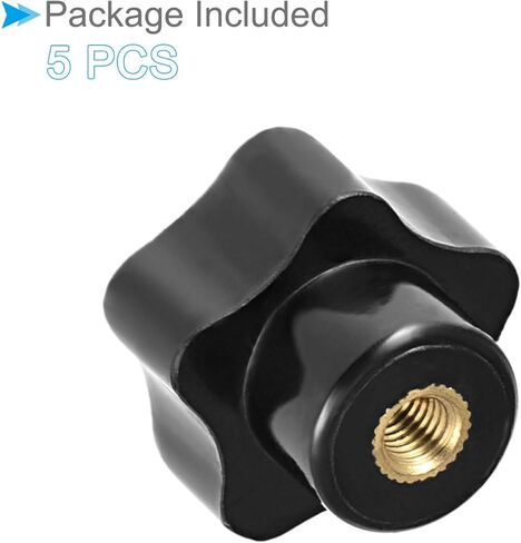 Star Knob, 25mm Diameter M5, Plastic Head Female Clamping Nut Handle Screw-On Thread Knob Grip - (Applications: for Mechanical Equipment), 5-Pieces in Kuwait