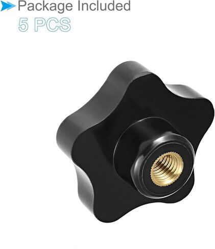 Star Knob, 25mm Diameter M5, Plastic Head Female Clamping Nut Handle Screw-On Thread Knob Grip - (Applications: for Mechanical Equipment), 5-Pieces in Kuwait