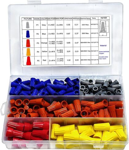 MuHize 220Pcs Electrical Wire Connectors - Upgraded Electrical Twist Nuts Caps Assortment Kit(2024 New), Wire Connectors with Spring Insert Twist Nuts Caps in Saudi Arabia