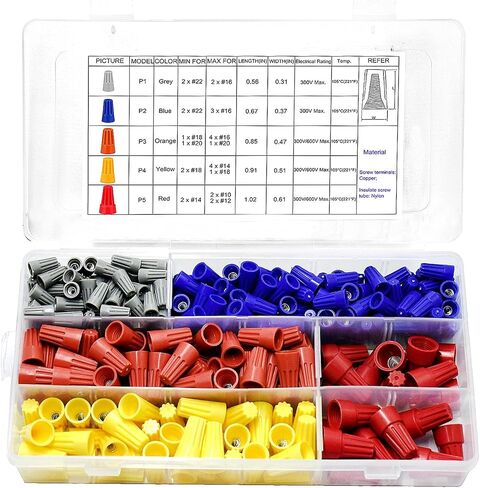 MuHize 220Pcs Electrical Wire Connectors - Upgraded Electrical Twist Nuts Caps Assortment Kit(2024 New), Wire Connectors with Spring Insert Twist Nuts Caps in Saudi Arabia
