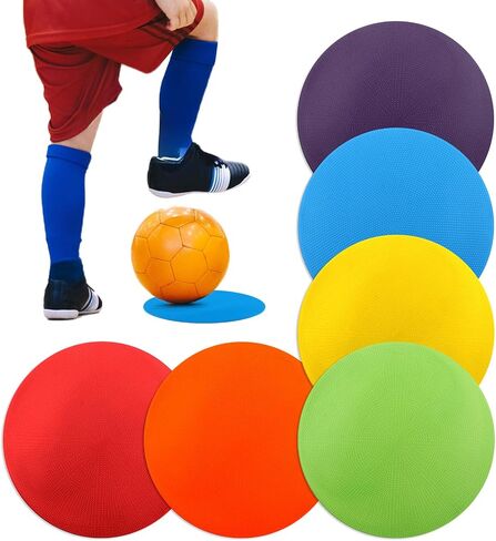 6PCS 9 inch Poly Spots Markers, Round Multiple Color Spot Marker for Games, Rubber Non-Slip Carpet Dots for Gym/PE Training in Saudi Arabia