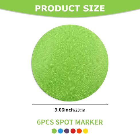 6PCS 9 inch Poly Spots Markers, Round Multiple Color Spot Marker for Games, Rubber Non-Slip Carpet Dots for Gym/PE Training in Saudi Arabia