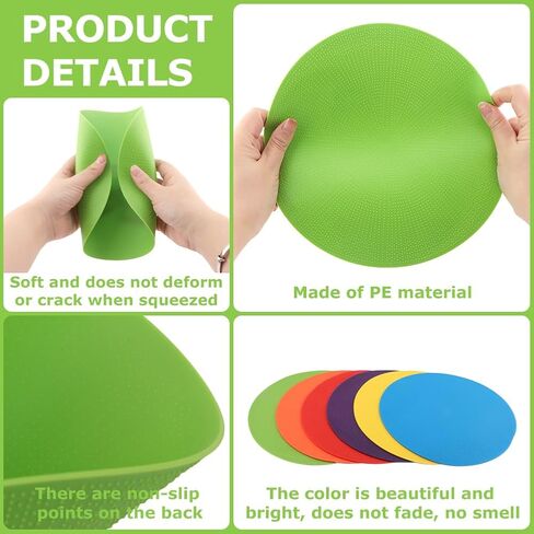 6PCS 9 inch Poly Spots Markers, Round Multiple Color Spot Marker for Games, Rubber Non-Slip Carpet Dots for Gym/PE Training in Saudi Arabia
