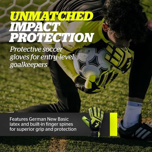 Storelli Gladiator Recruit 3.0 قفازات حارس المرمى للشباب لكرة القدم مع أشواك الأصابع المعززة لحماية الأصابع واليد in Kuwait