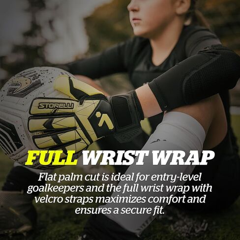 Storelli Gladiator Recruit 3.0 Goalkeeper Gloves Youth Soccer Goalie with Finger Spines Enhanced Finger and Hand Protection in Saudi Arabia