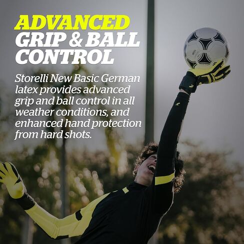 Storelli Gladiator Recruit 3.0 Goalkeeper Gloves Youth Soccer Goalie with Finger Spines Enhanced Finger and Hand Protection in Saudi Arabia