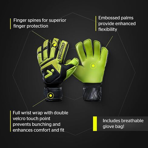 Storelli Gladiator Recruit 3.0 Goalkeeper Gloves Youth Soccer Goalie with Finger Spines Enhanced Finger and Hand Protection in Saudi Arabia
