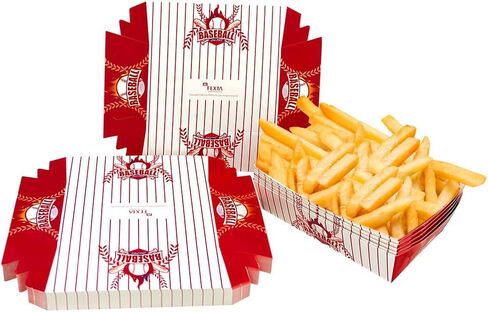 Baseball Paper Serving Trays - (60 Pack) 2 Lb Red and White Disposable Food Boats Eco Friendly For Concession Food & Condiments Carnivals Hot Dog Nacho in Saudi Arabia