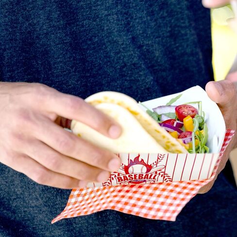 Baseball Paper Serving Trays - (60 Pack) 2 Lb Red and White Disposable Food Boats Eco Friendly For Concession Food & Condiments Carnivals Hot Dog Nacho in Saudi Arabia