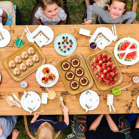 15 Pcs Disposable Wood Large Rectangle Trays Disposable Wooden Serving Trays Rustic Brown Heavy-Duty Paper Plates for Picnic BBQ Birthday Parties Barbecue Weddings Table Decor Dessert Cupcake Display in Saudi Arabia