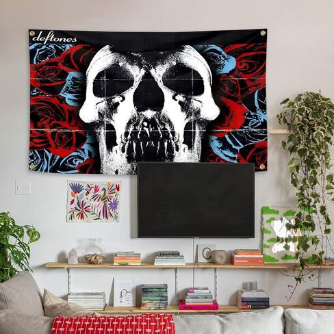 deftones Music Art Tapestries 3x5 Feet Banner Funny Man Cave Wall Decor with 4 Brass Grommets for College Dorm Room Decor,Outdoor,Parties gifts, travel, events, festivals.., black in Saudi Arabia