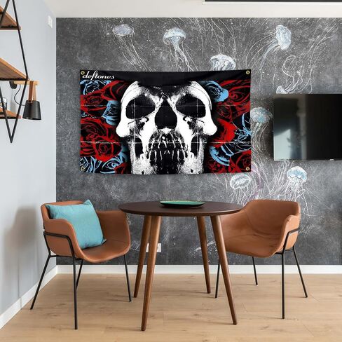 deftones Music Art Tapestries 3x5 Feet Banner Funny Man Cave Wall Decor with 4 Brass Grommets for College Dorm Room Decor,Outdoor,Parties gifts, travel, events, festivals.., black in Saudi Arabia