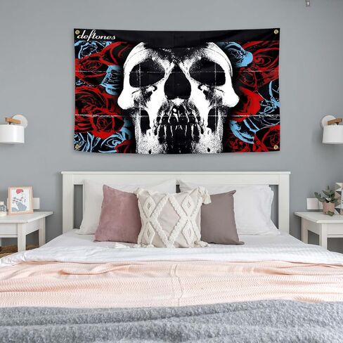 deftones Music Art Tapestries 3x5 Feet Banner Funny Man Cave Wall Decor with 4 Brass Grommets for College Dorm Room Decor,Outdoor,Parties gifts, travel, events, festivals.., black in Saudi Arabia