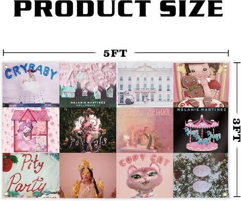 YoupO Melanie Music Album Tapestry 3x5 Ft Wall Handing Melanie Singer Tapestries for Bedroom Living Room Decor, Musican Tapestry with Brass Grommets for Home College Dorm Room Decorations, Pink in Saudi Arabia