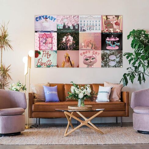 YoupO Melanie Music Album Tapestry 3x5 Ft Wall Handing Melanie Singer Tapestries for Bedroom Living Room Decor, Musican Tapestry with Brass Grommets for Home College Dorm Room Decorations, Pink in Saudi Arabia