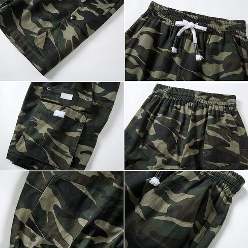 XinYangNi Women's Cargo Shorts Elastic Waist Drawstring Cotton Loose Fit Casual Lightweight Outdoor Multi Pocket Twill Pants in Saudi Arabia