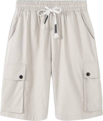XinYangNi Women's Cargo Shorts Elastic Waist Drawstring Cotton Loose Fit Casual Lightweight Outdoor Multi Pocket Twill Pants in Saudi Arabia