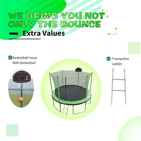 SkyBound 10FT 12FT 14FT 15FT 16FT Trampoline with Enclosure Net, Large Trampoline for Kids and Adults - ASTM Approved - Heavy Duty Recreational Trampolines - Outdoor Trampoline for Kids - Outdoor Fun in Saudi Arabia