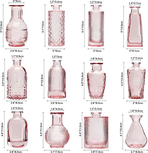 22 Pack Flower Vase, RUCKAE Bud Vases for Wedding Decorations,Glass Vase for Centerpiece Table Decorations,Small Boho Vase for Home Decor,Wedding Decor,Centerpieces,Party,Office (Pink) in Saudi Arabia
