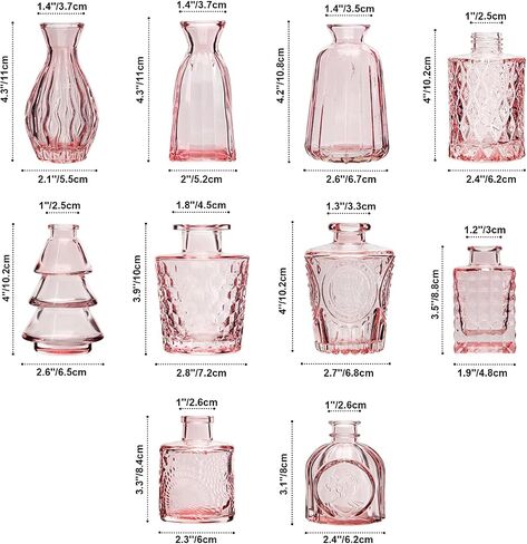 22 Pack Flower Vase, RUCKAE Bud Vases for Wedding Decorations,Glass Vase for Centerpiece Table Decorations,Small Boho Vase for Home Decor,Wedding Decor,Centerpieces,Party,Office (Pink) in Saudi Arabia