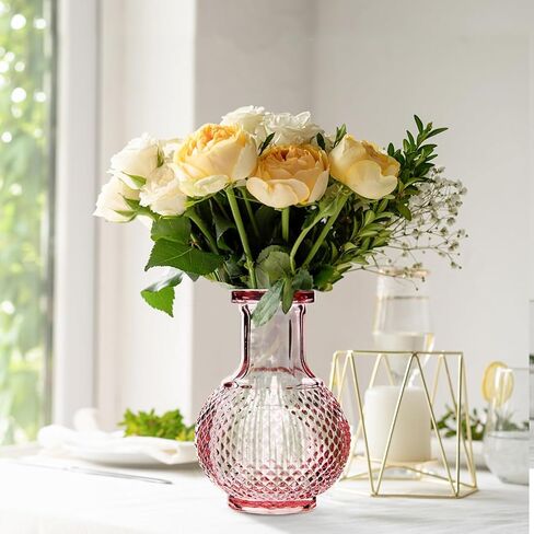 22 Pack Flower Vase, RUCKAE Bud Vases for Wedding Decorations,Glass Vase for Centerpiece Table Decorations,Small Boho Vase for Home Decor,Wedding Decor,Centerpieces,Party,Office (Pink) in Saudi Arabia