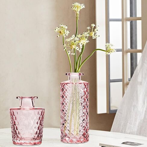 22 Pack Flower Vase, RUCKAE Bud Vases for Wedding Decorations,Glass Vase for Centerpiece Table Decorations,Small Boho Vase for Home Decor,Wedding Decor,Centerpieces,Party,Office (Pink) in Saudi Arabia