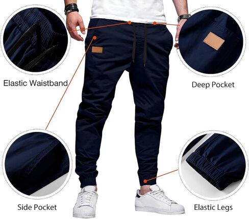 JMIERR Mens Casual Joggers Pants - Cotton Drawstring Chino Cargo Pants Hiking Outdoor Twill Track Jogging Sweatpants Pants in Kuwait