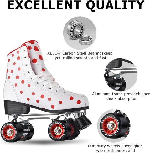 Roller Skates for Women and Girls, High-top Double Row-Classic Roller Skates for Men and Ladies, Professional Indoor/Outdoor Adult Roller Skates with Aluminum Bracket in Saudi Arabia