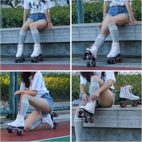 Roller Skates for Women and Girls, High-top Double Row-Classic Roller Skates for Men and Ladies, Professional Indoor/Outdoor Adult Roller Skates with Aluminum Bracket in Saudi Arabia