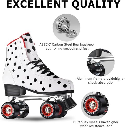 Roller Skates for Women and Girls, High-top Double Row-Classic Roller Skates for Men and Ladies, Professional Indoor/Outdoor Adult Roller Skates with Aluminum Bracket in Saudi Arabia