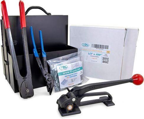 IDL Packaging Portable 1/2" x 400' Steel Strapping Kit, 1100 lbs Break Strength – Full Packaging Strapping Solution – Standard Banding Kit - Enough Strapping and Seals for 200 Uses Before Refill in Saudi Arabia